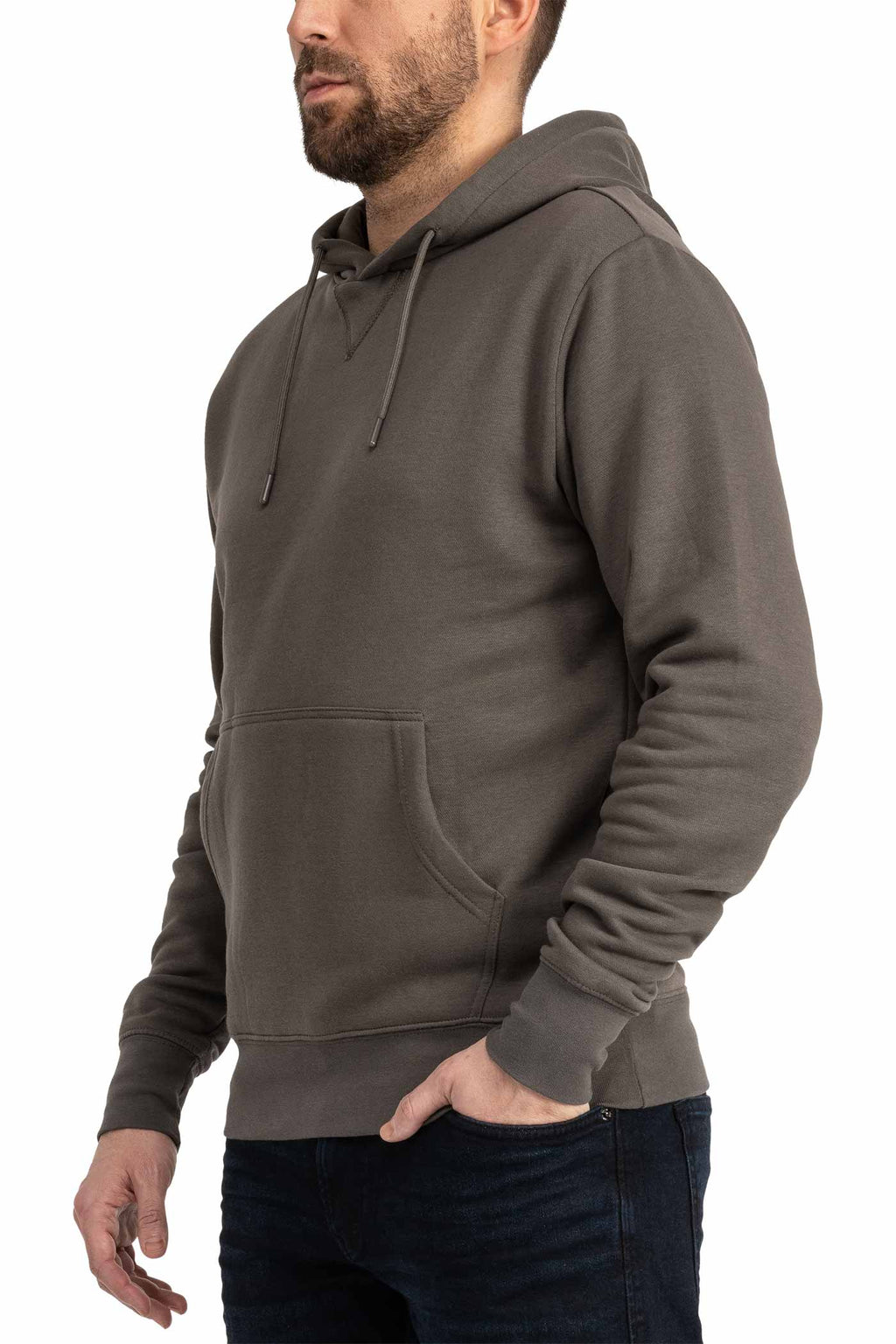 Herren Pullover mit Kapuze und Fronttasche in Anthrazit