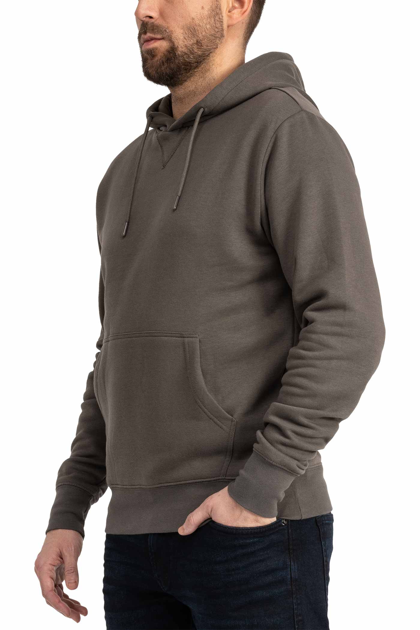 Herren Pullover mit Kapuze und Fronttasche in Anthrazit