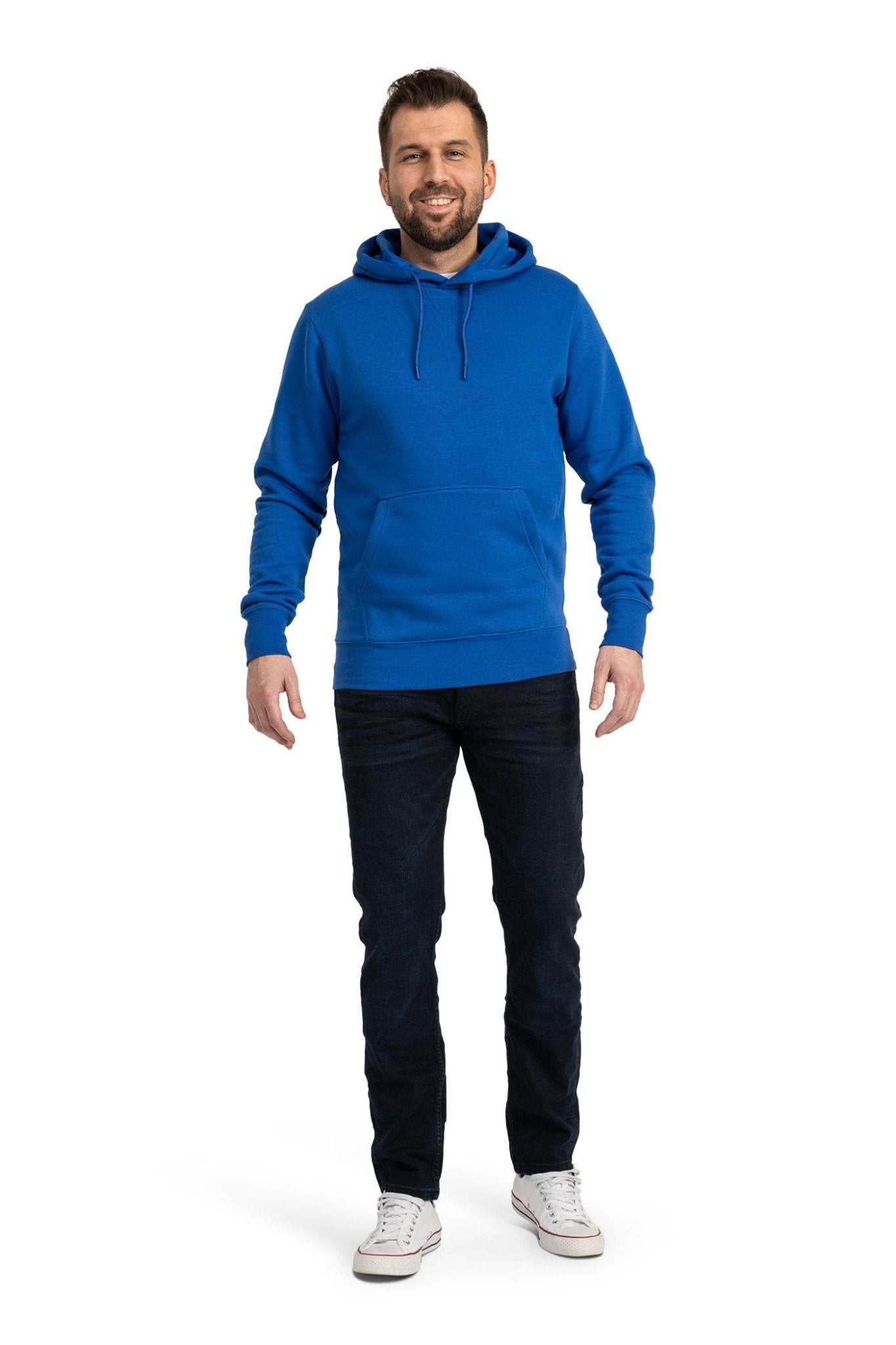 Herren Kapuzenpullover mit Tasche und Kordelzug Basic in Blau