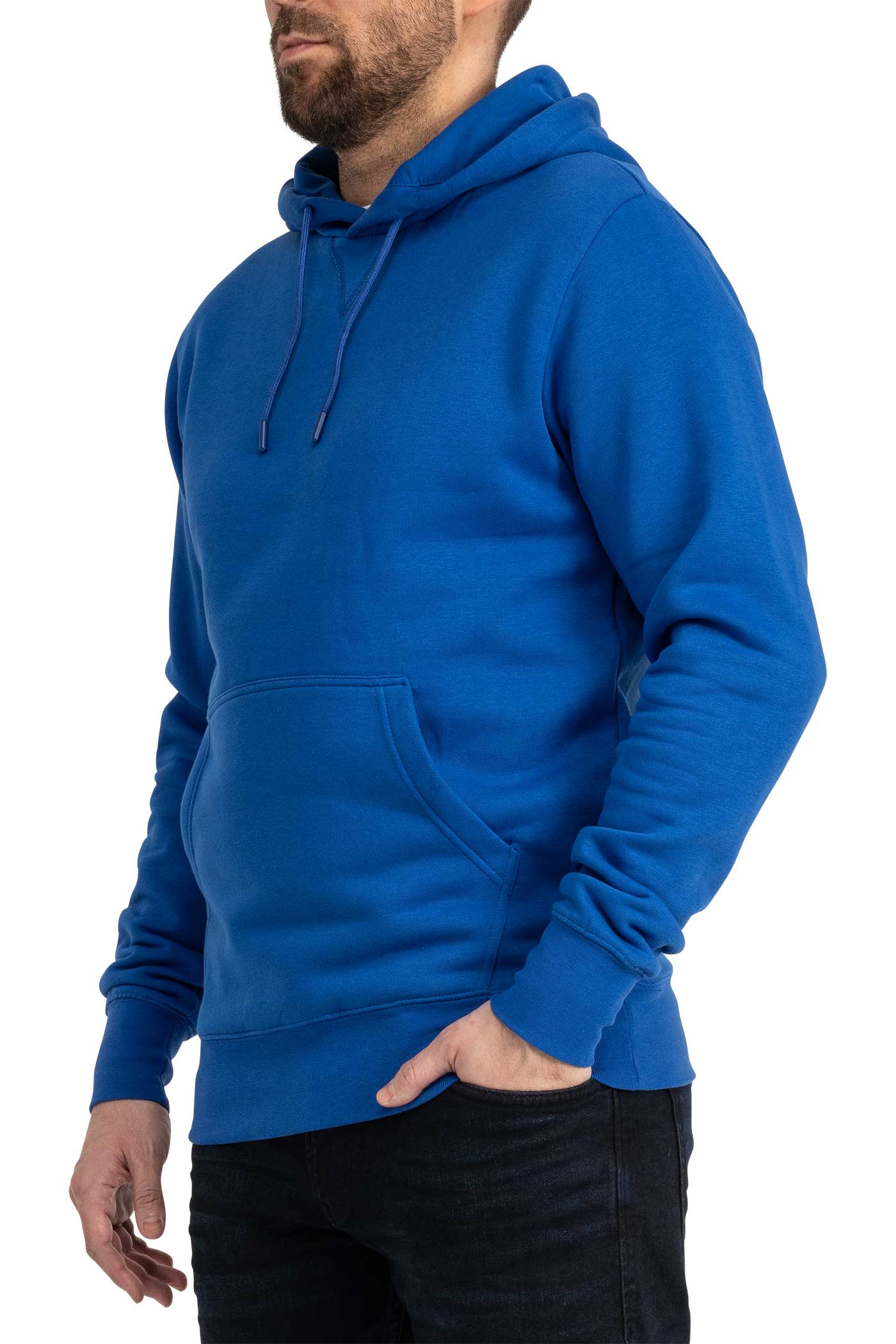Herren Pullover mit Kapuze und Fronttasche in Blau