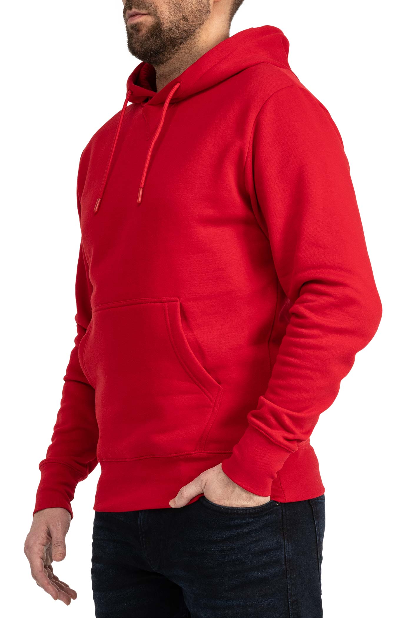 Herren Pullover mit Kapuze und Fronttasche in Rot