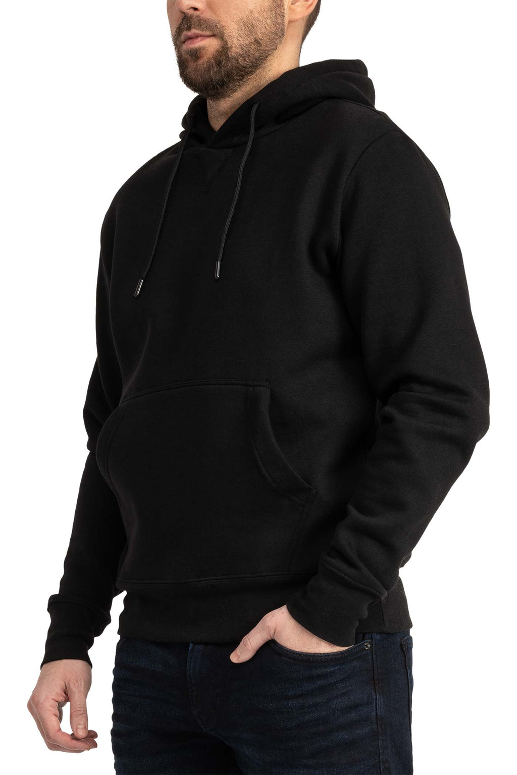 Herren Pullover mit Kapuze und Fronttasche in Schwarz