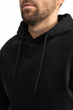 Herren Pullover mit Kapuze mit Kordelzug in Schwarz