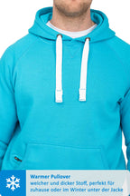 Kapuzensweatshirt mit breiten Bändeln in Türkis