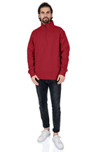 Herren Quarterzip Pullover mit Feinripp in Bordeaux
