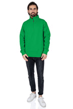 Herren Quarterzip Pullover mit Feinripp in Gelbgrün