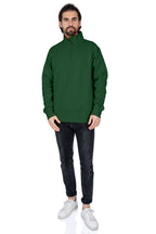 Herren Quarterzip Pullover mit Feinripp in Grün