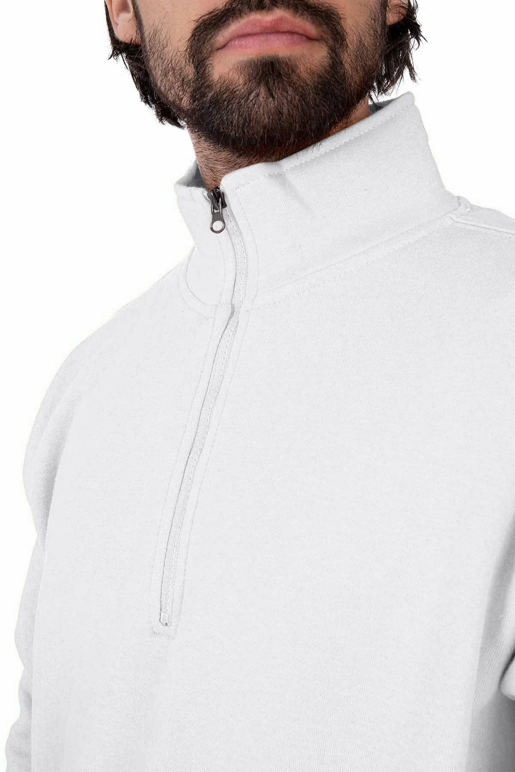 günstiger Basic Pullover mit Reißverschluss in Weiß