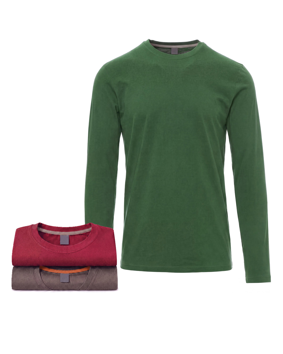 Herren Langarmshirt 3er Pack Baumwolle – Pineta