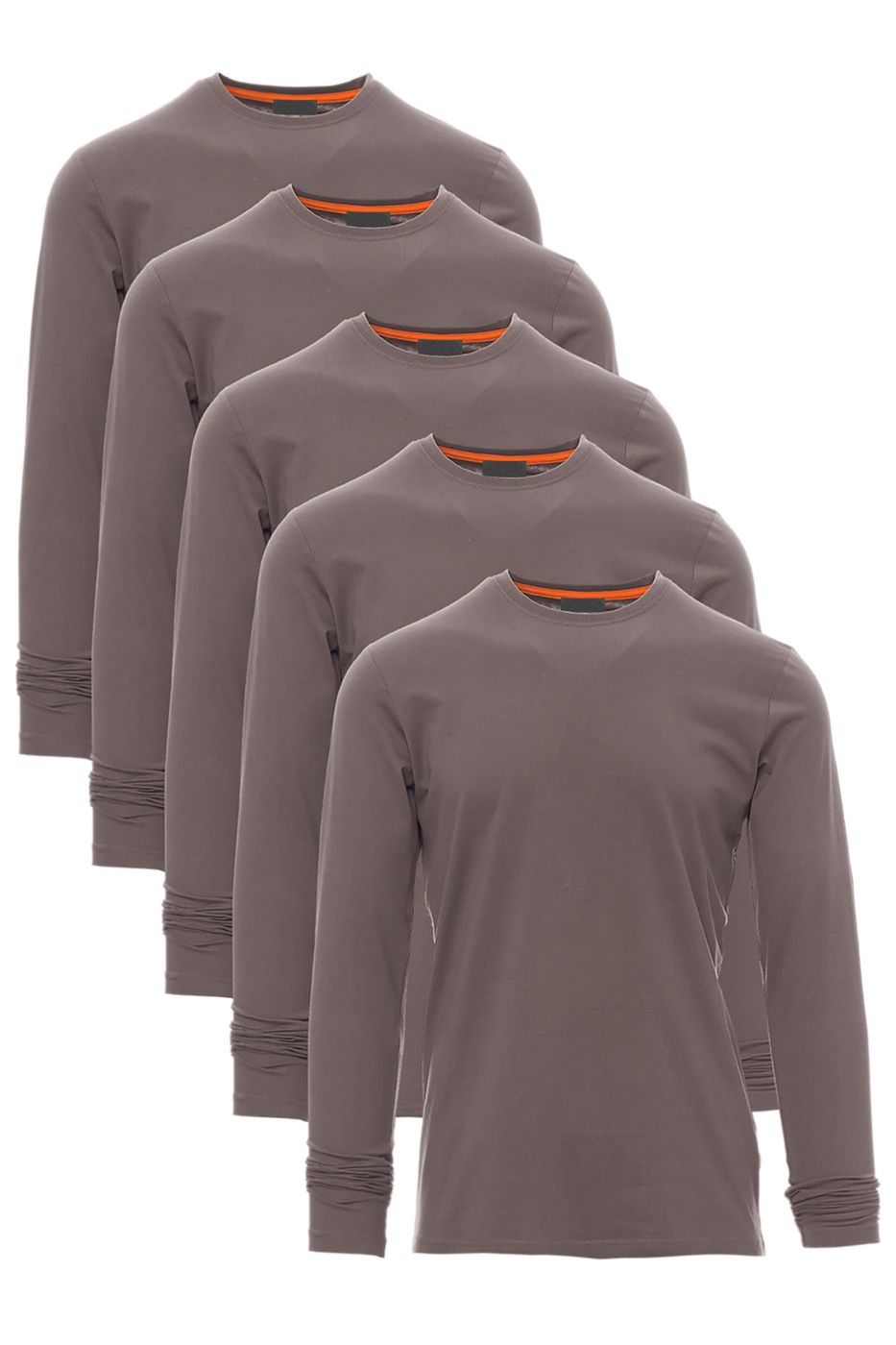 Herren 5er Pack Langarmshirts in Basic Farben aus reiner Baumwolle in Anthrazit