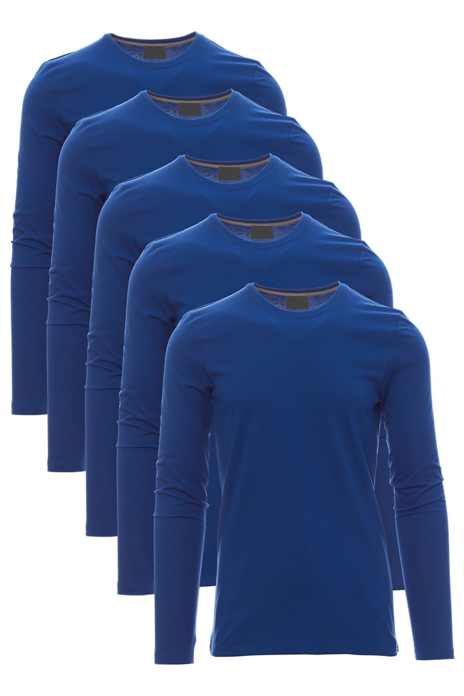 Herren 5er Pack Langarmshirts in Basic Farben aus reiner Baumwolle in Blau