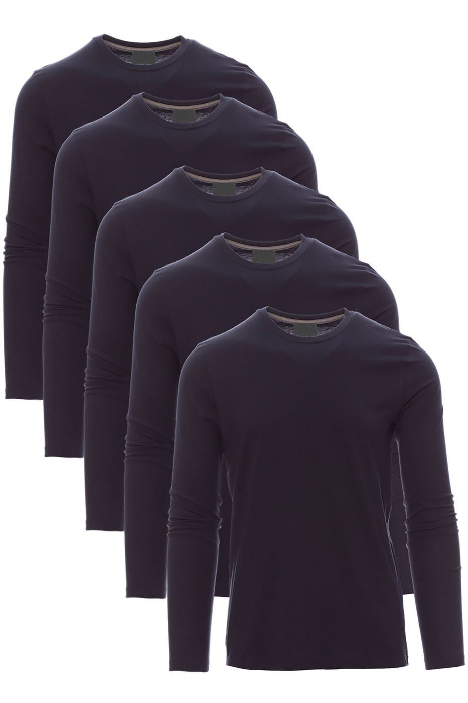 Herren 5er Pack Langarmshirts in Basic Farben aus reiner Baumwolle in Dunkelblau
