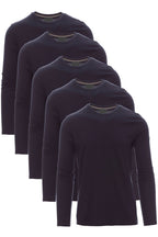 Herren 5er Pack Langarmshirts in Basic Farben aus reiner Baumwolle in Dunkelblau