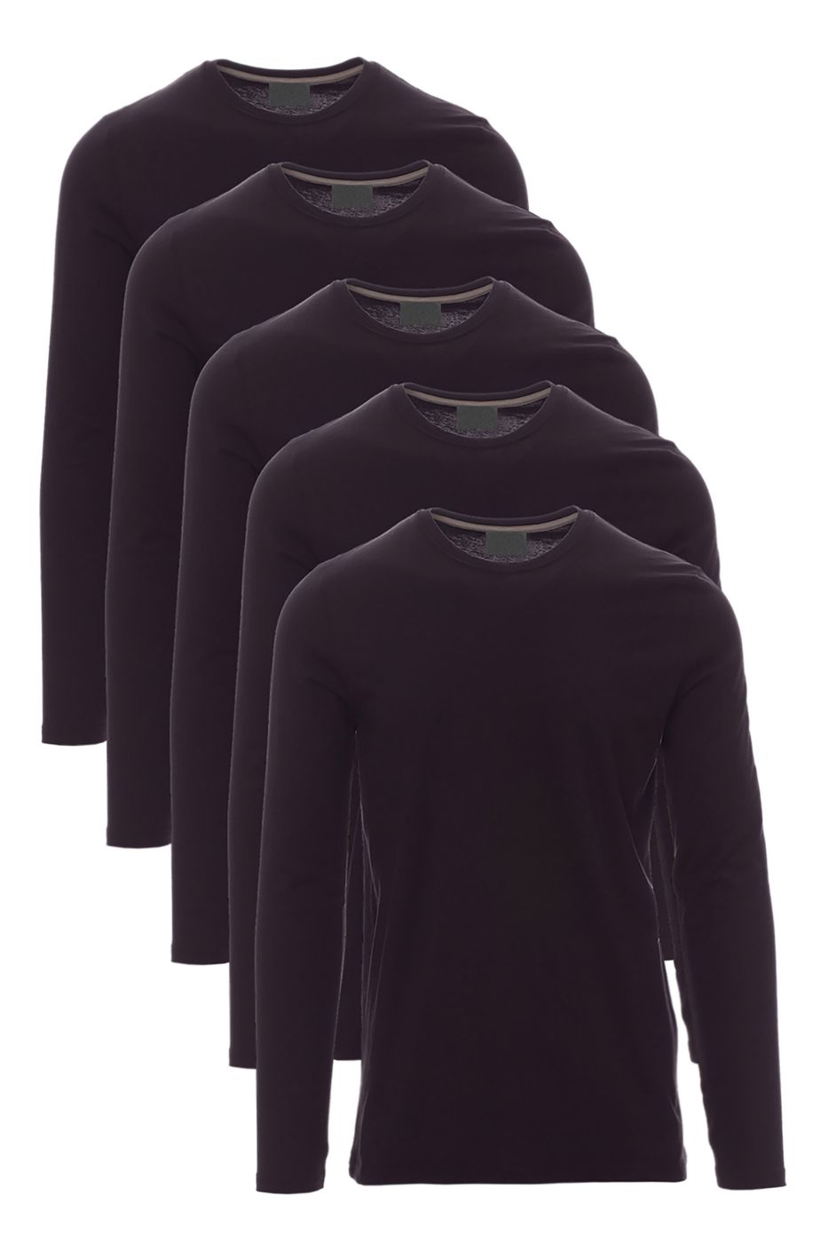 Herren 5er Pack Langarmshirts in Basic Farben aus reiner Baumwolle in Schwarz