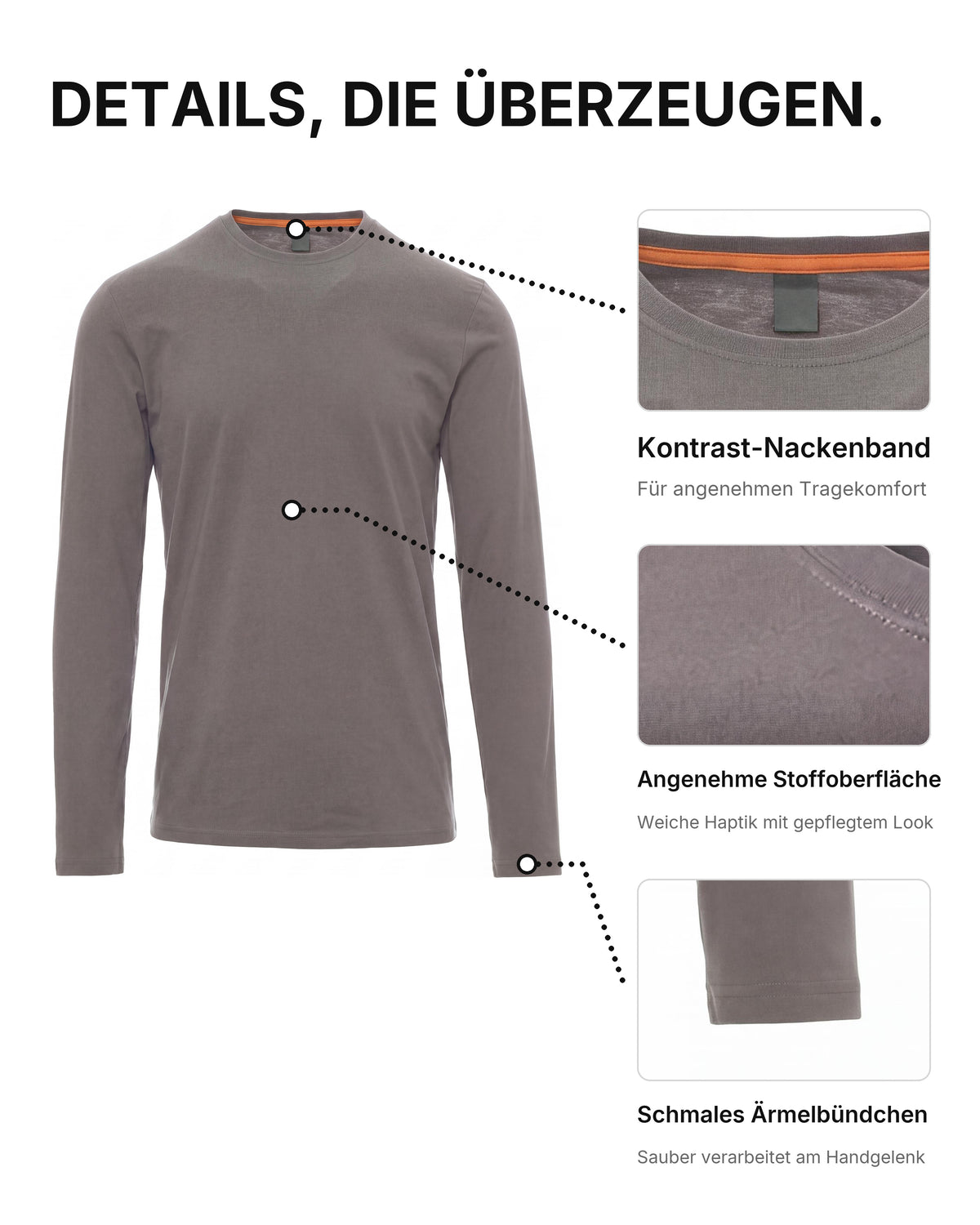 Herren Langarmshirt 3er Pack Baumwolle – Pineta