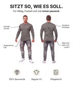 Herren Langarmshirt 3er Pack Baumwolle – Pineta