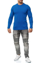 langlebige Langarmshirts fuer Herren Basic langarm Shirt in Blau