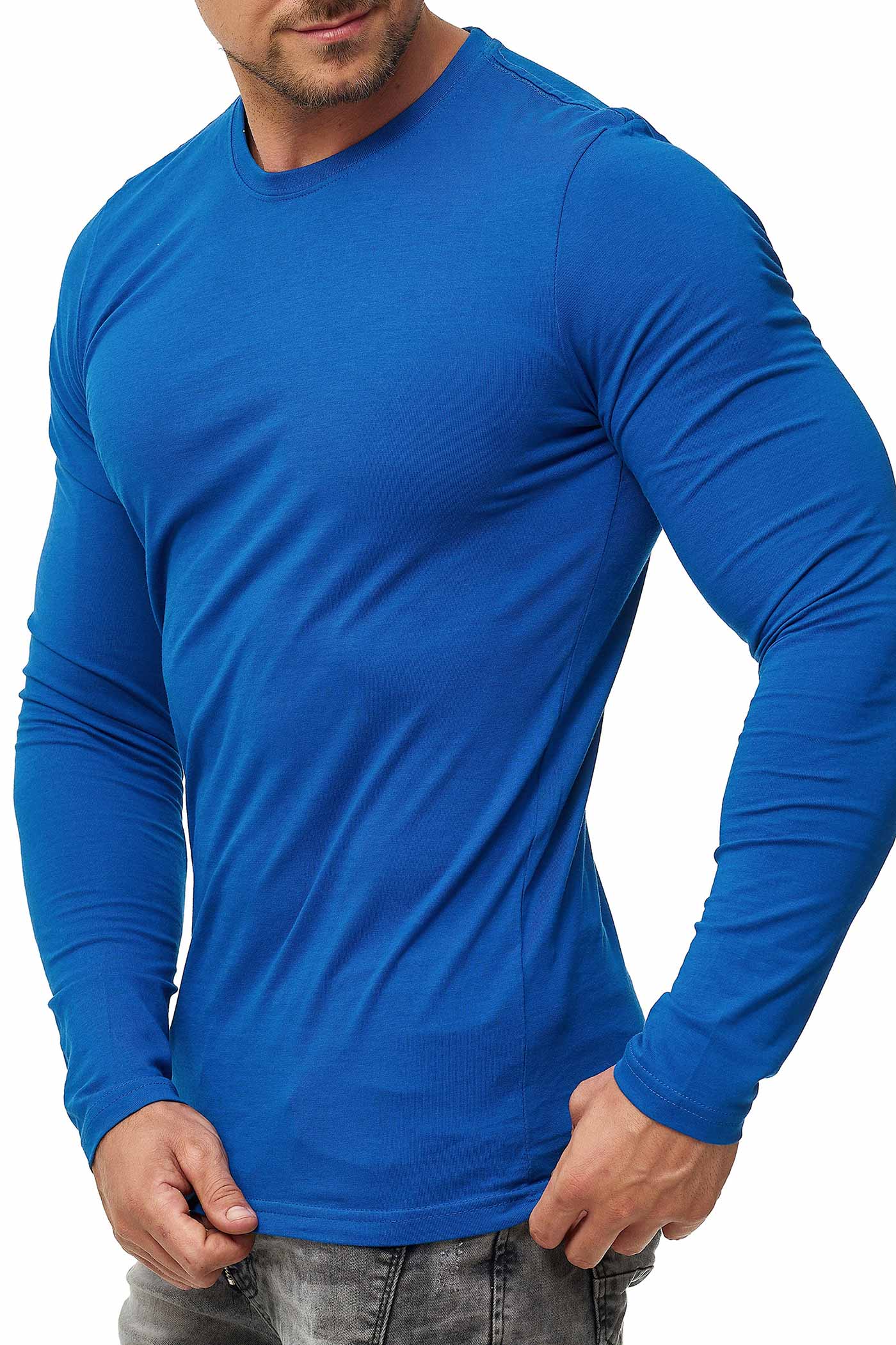 5er Pack Longsleeve fuer Maenner in Blau