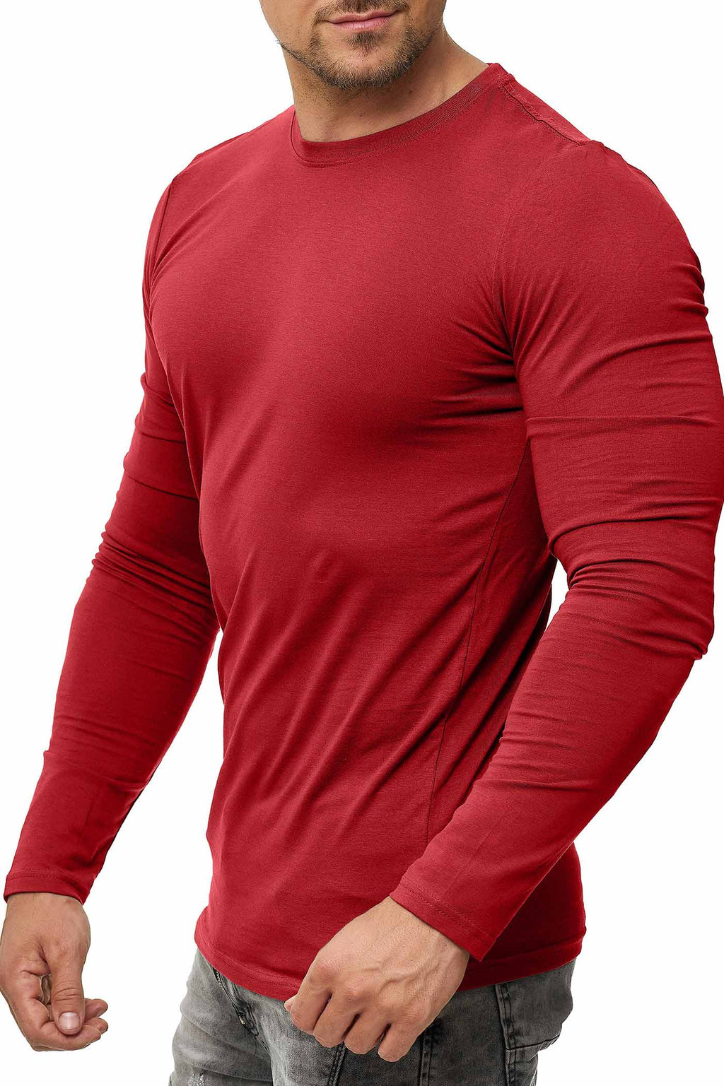 5er Pack Longsleeve fuer Maenner in Bordeaux