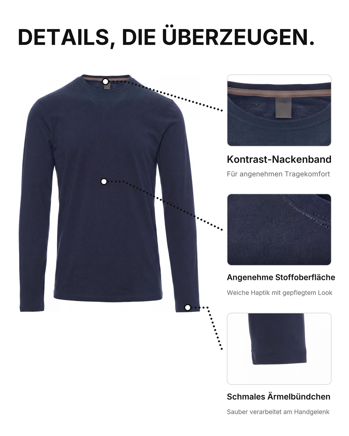 Herren Langarmshirt 3er Pack Baumwolle – Pineta