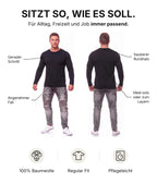 Herren Langarmshirt 3er Pack Baumwolle – Pineta