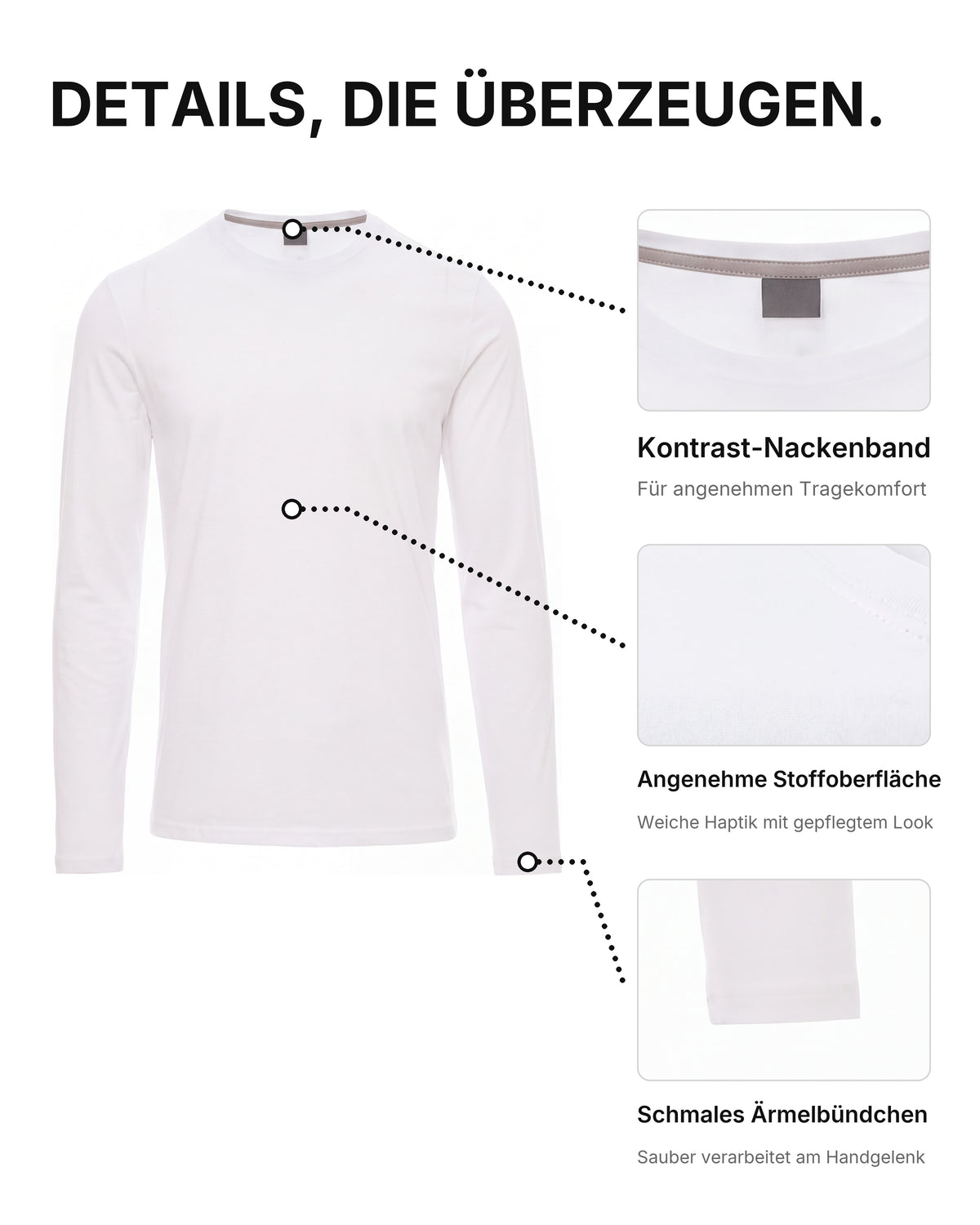 Herren Langarmshirt 3er Pack Baumwolle – Pineta
