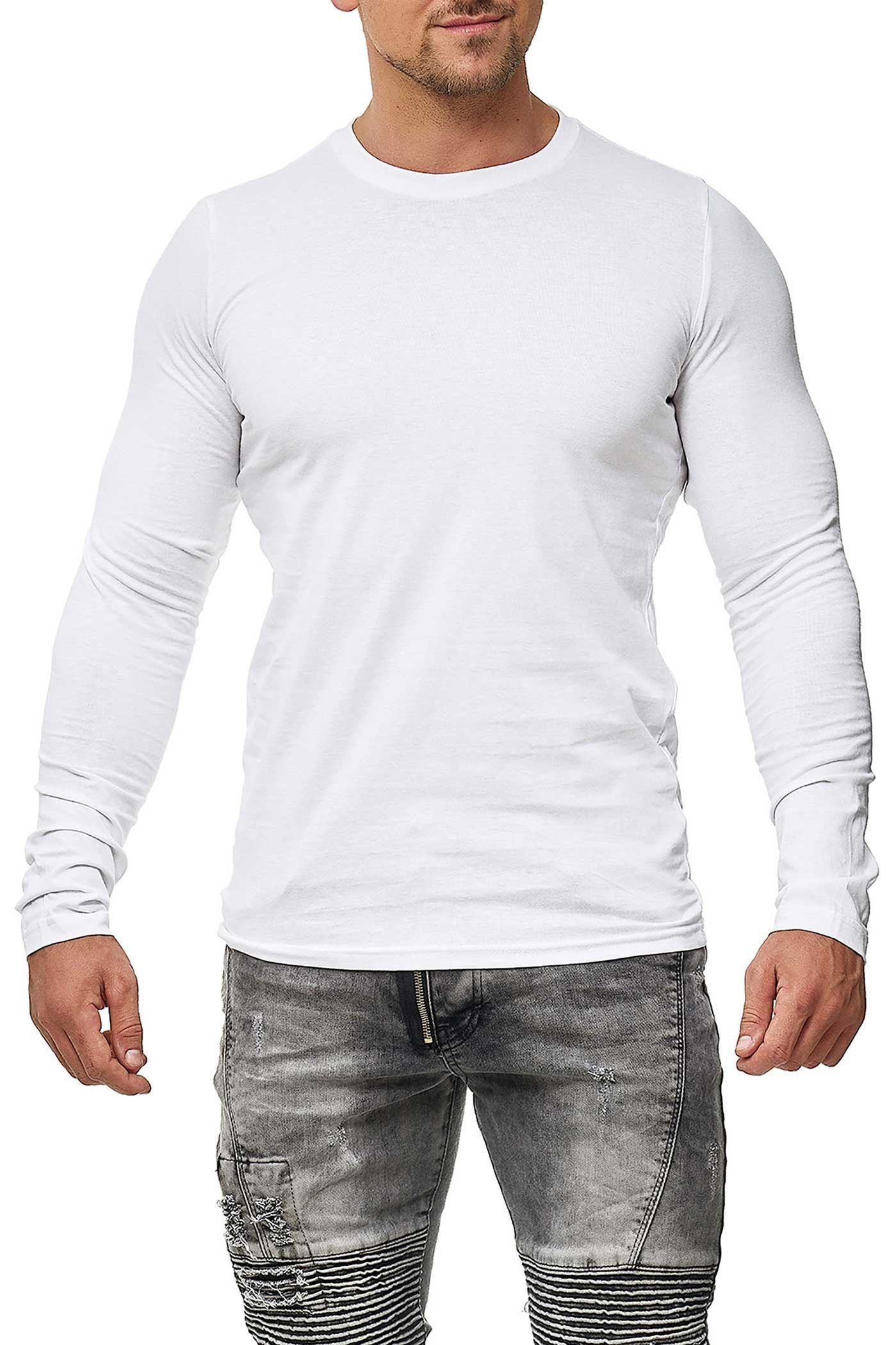 Langarmshirt für Herren mit guter Passform aus reiner Baumwolle in Weiß