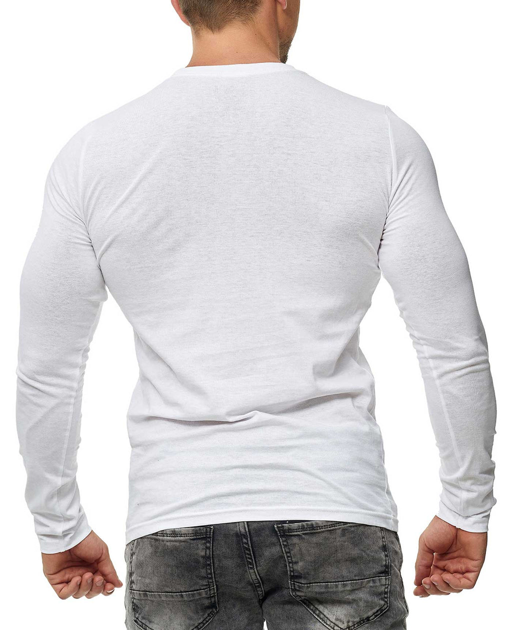 günstiges Longsleeve T-Shirt für Herren mit hoher Qualität in Weiss