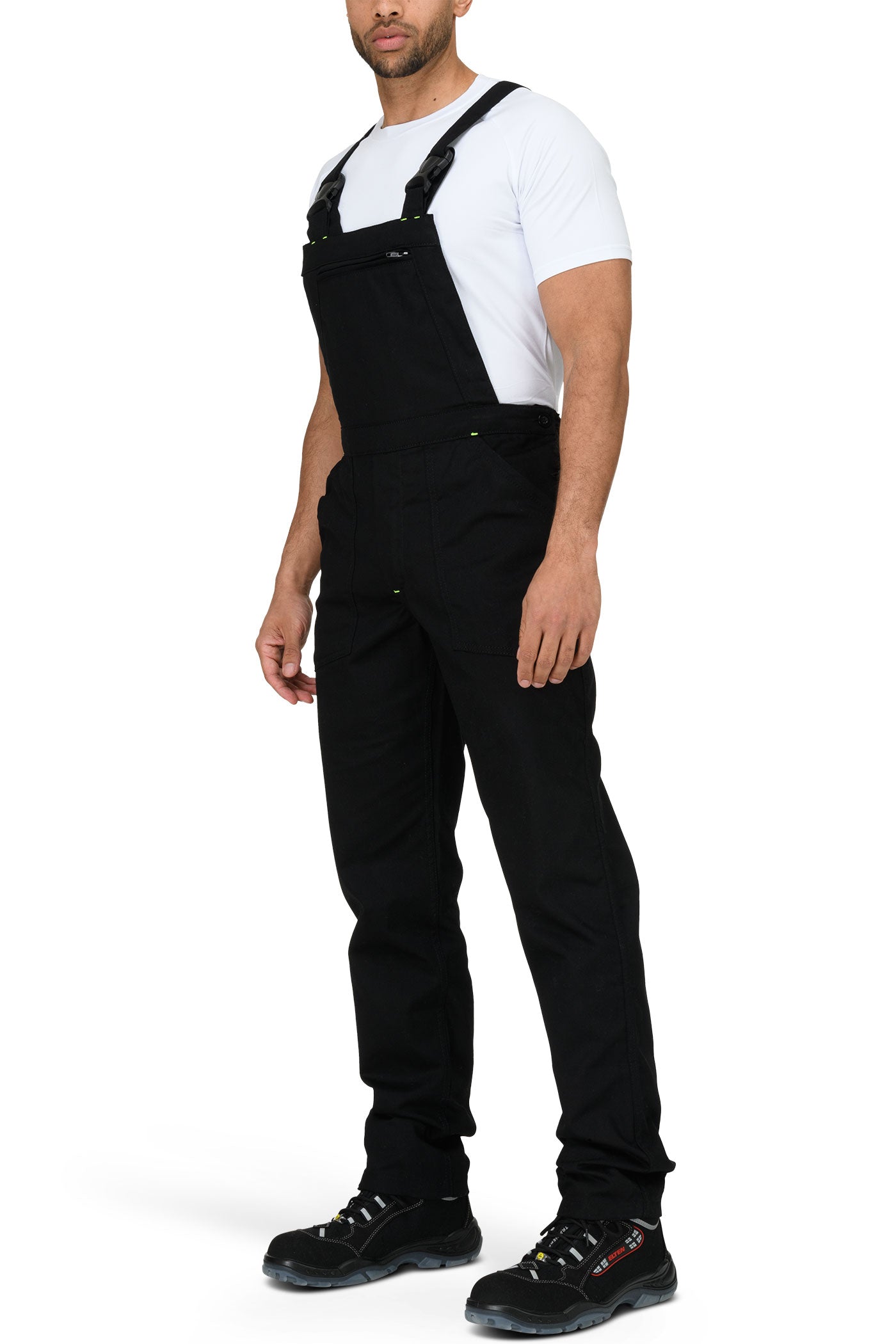 günstige Latzhose aus Baumwolle mit Clips in Schwarz