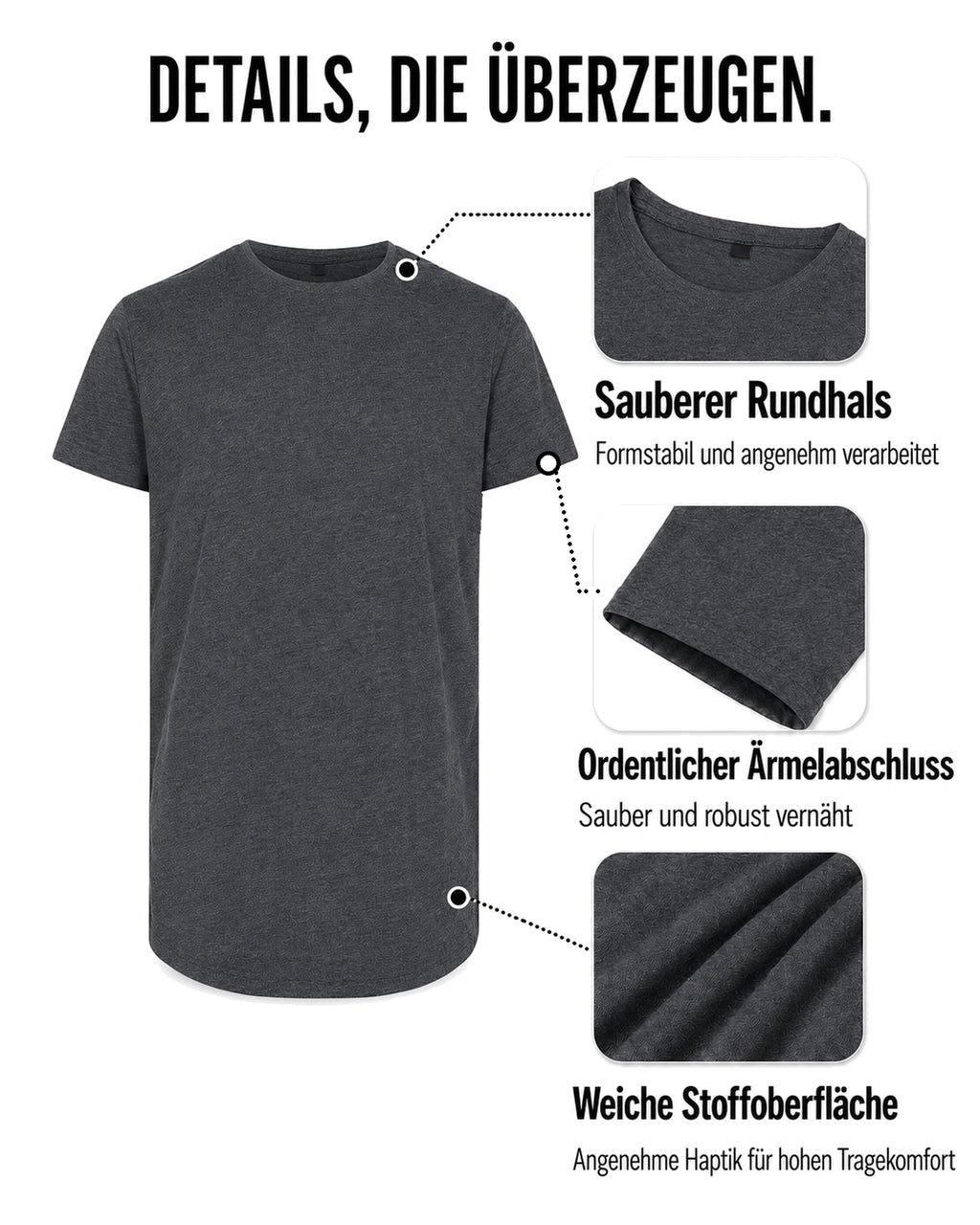 Herren T-Shirt extra lang Baumwolle – Longshirt