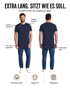Herren 3er Pack T-Shirt extra Lang aus Baumwolle - Longshirt