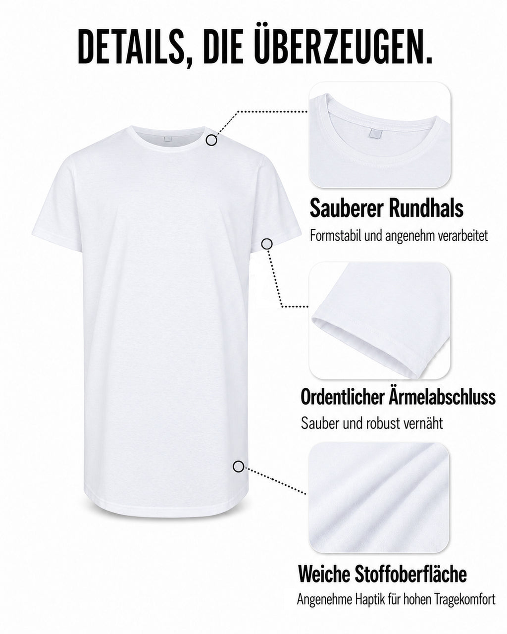 Herren 3er Pack T-Shirt extra Lang aus Baumwolle - Longshirt