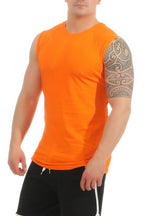 guenstiges T-Shirt ohne Aermel fuer Maenner in Orange