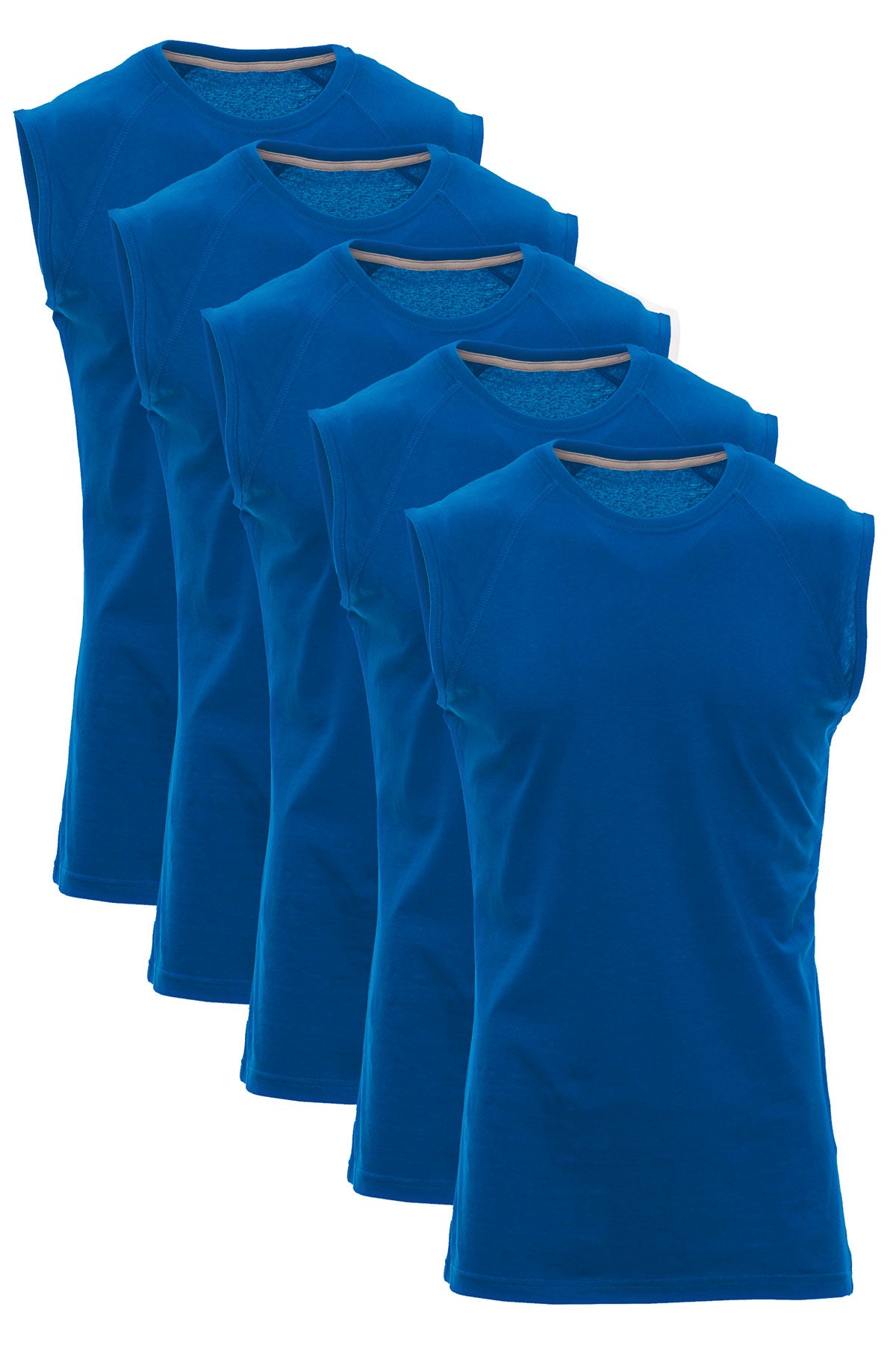 Herren Shirts ohne Aermel 5er Pack Blau
