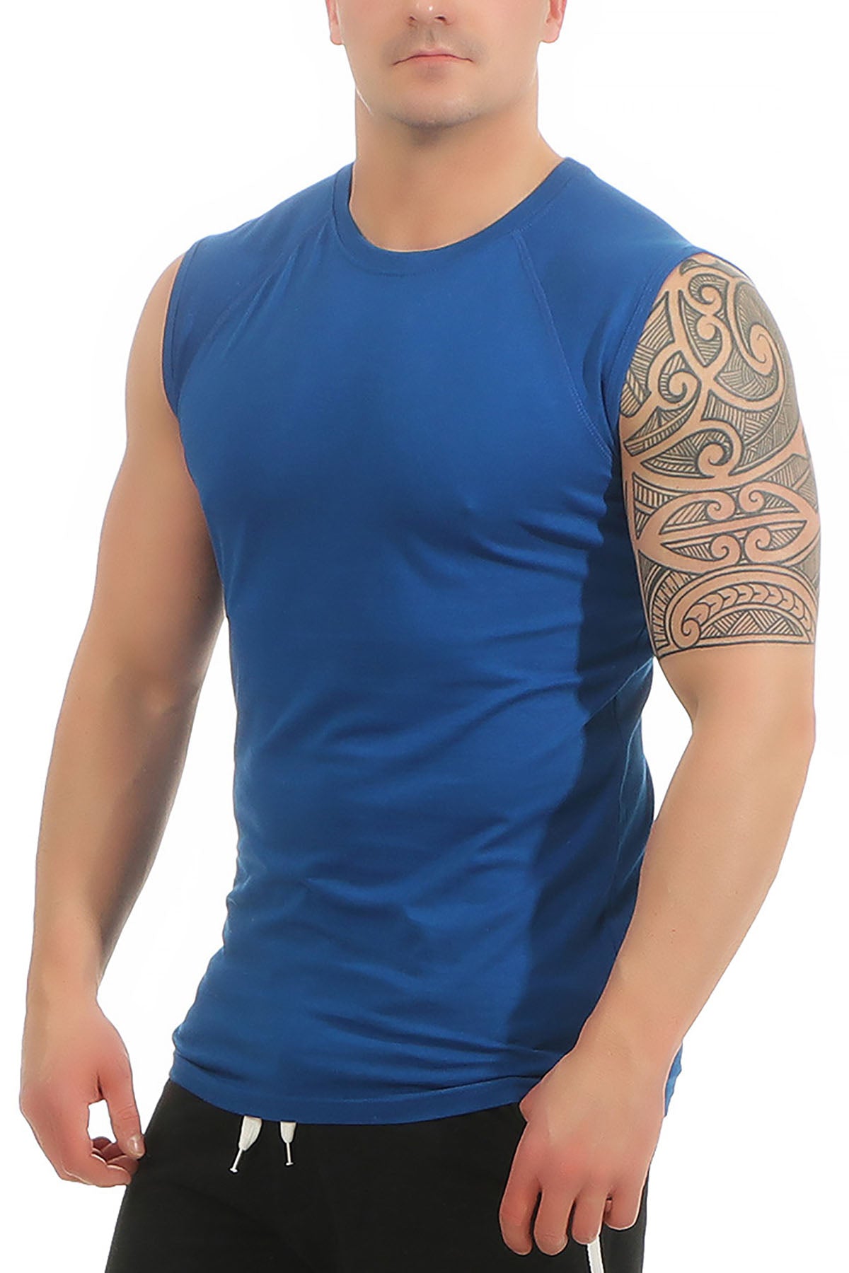 guenstiges einfarbiges Tanktop fuer Maenner in Blau