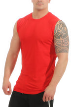 guenstiges T-Shirt ohne Aermel fuer Maenner in Rot