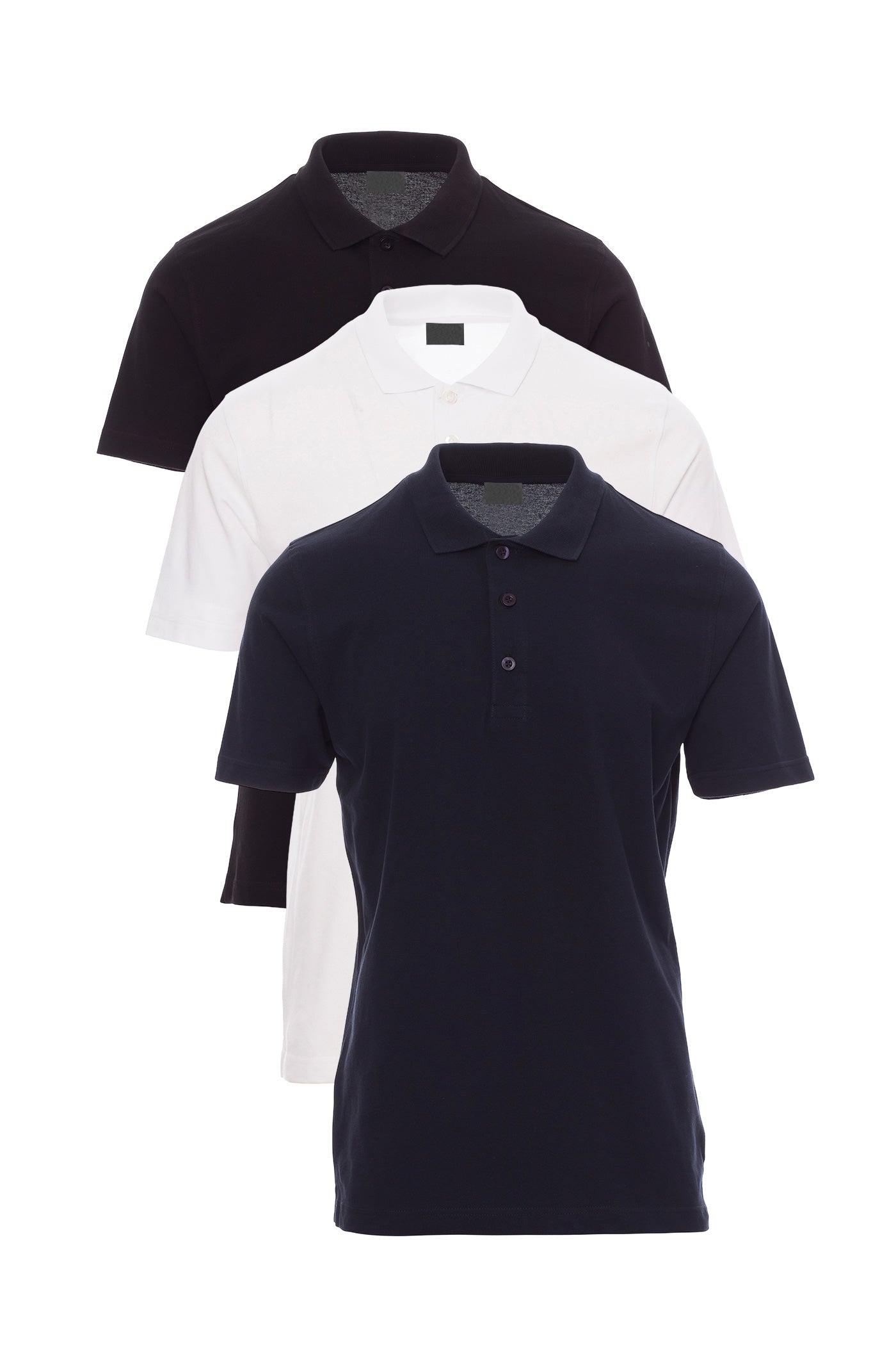 Herren 3er Pack Poloshirts Basic einfarbig in Schwarz/Weiss/Dunkelblau