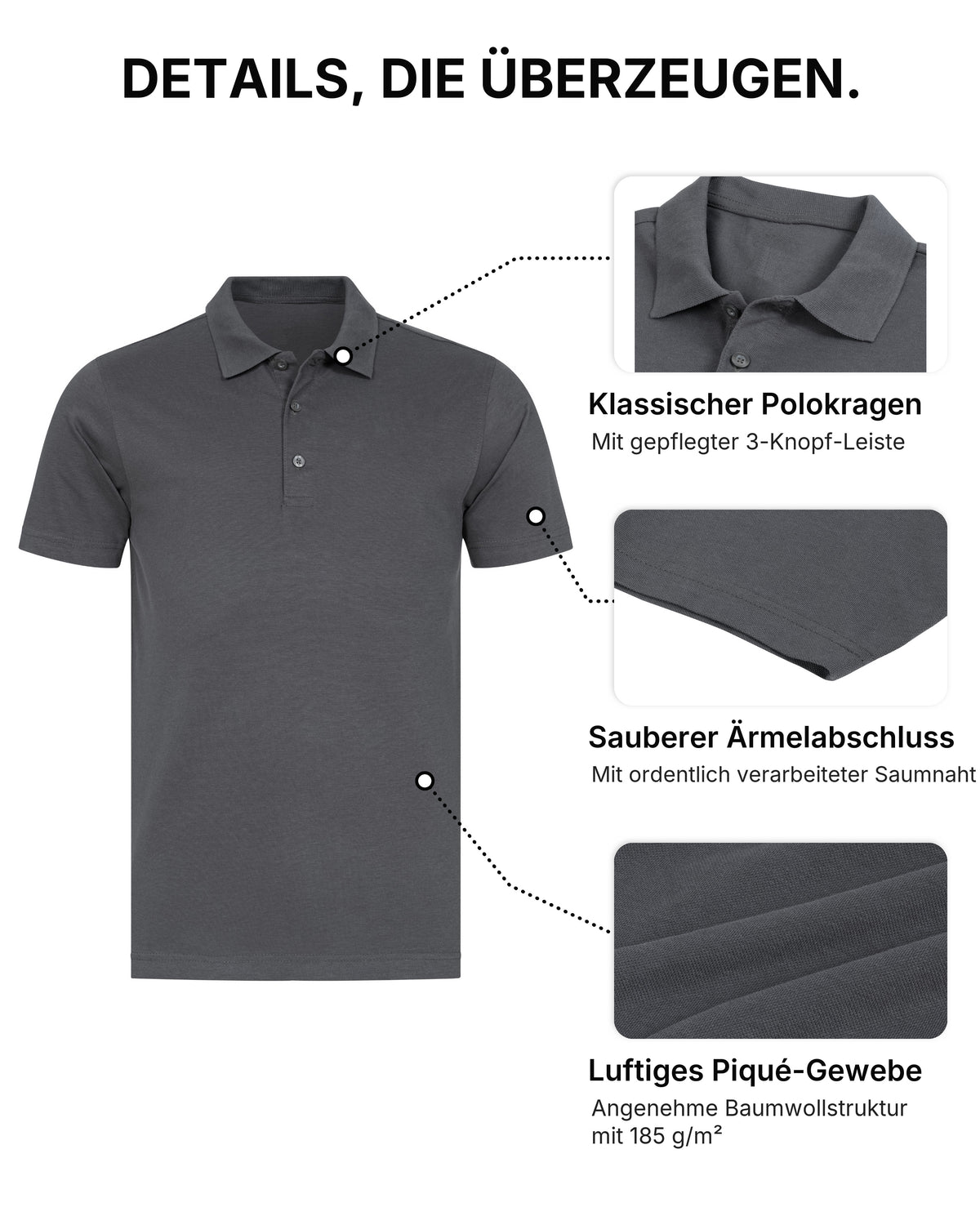 Herren Poloshirts im 3er Pack, 100% Baumwolle, Rome