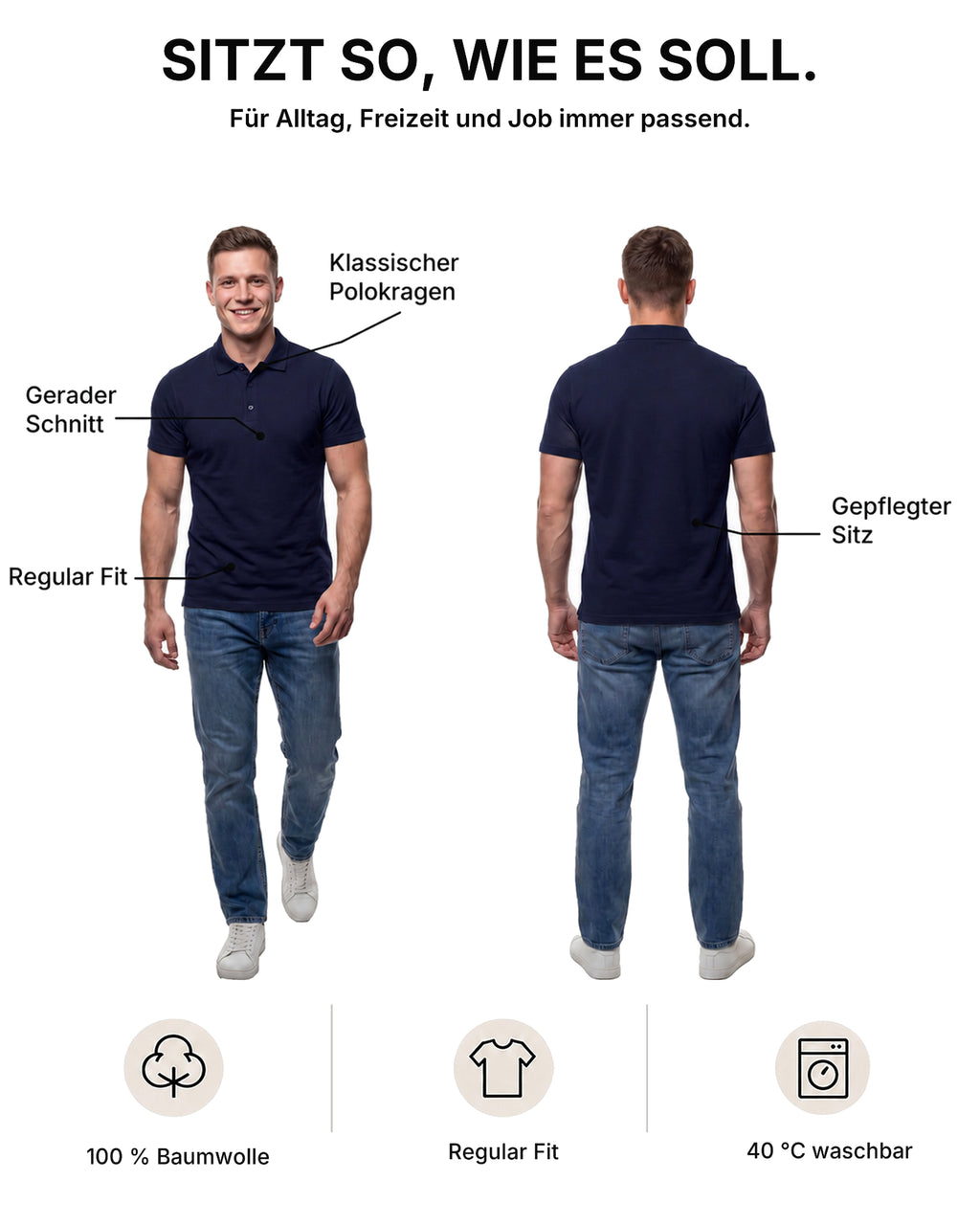 Herren Poloshirt aus 100% Baumwolle, Rome