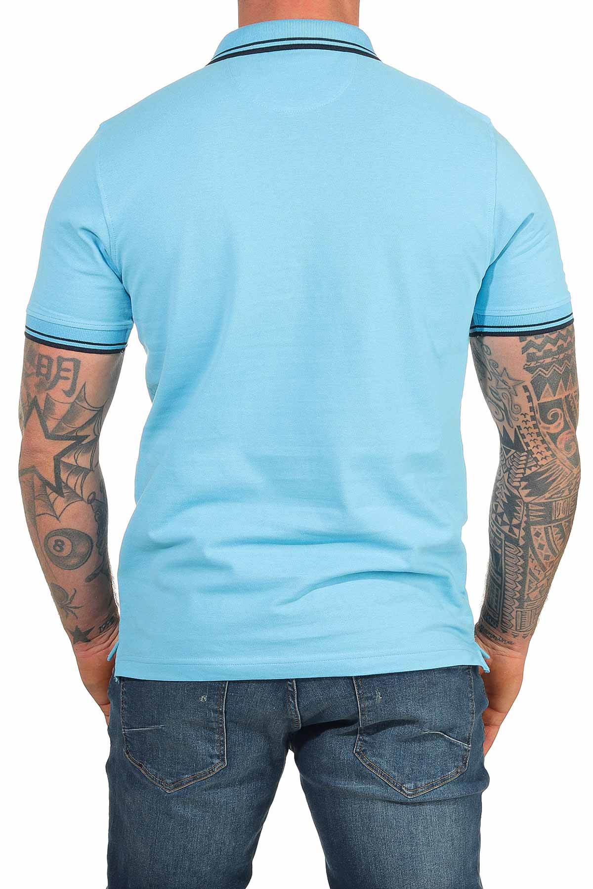 Herren Poloshirt mit 3-Knopfleiste und Kragen robust in Türkis