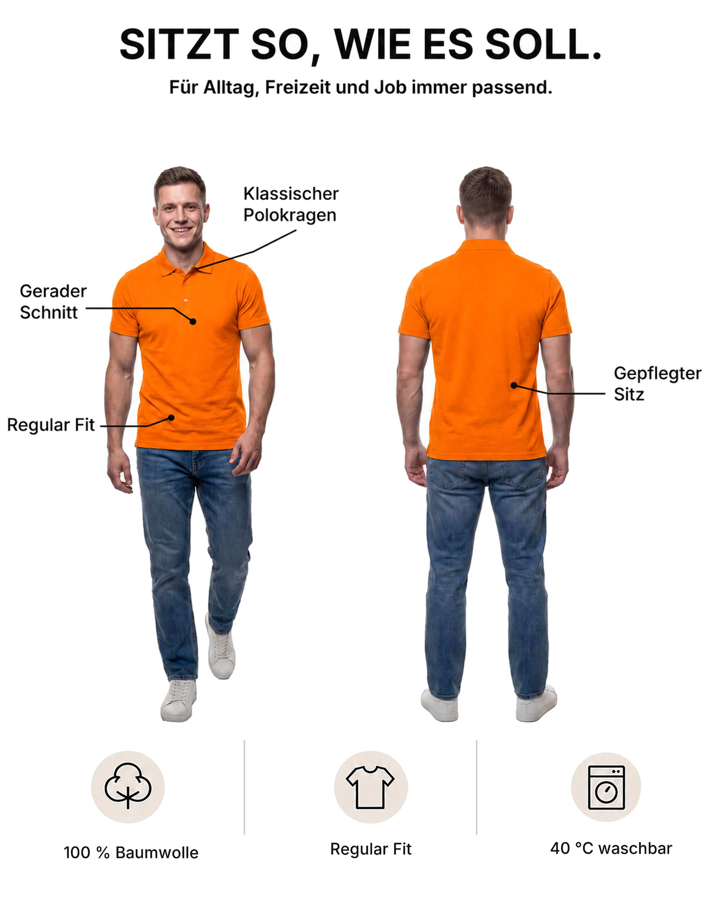 Herren Poloshirt aus 100% Baumwolle, Rome