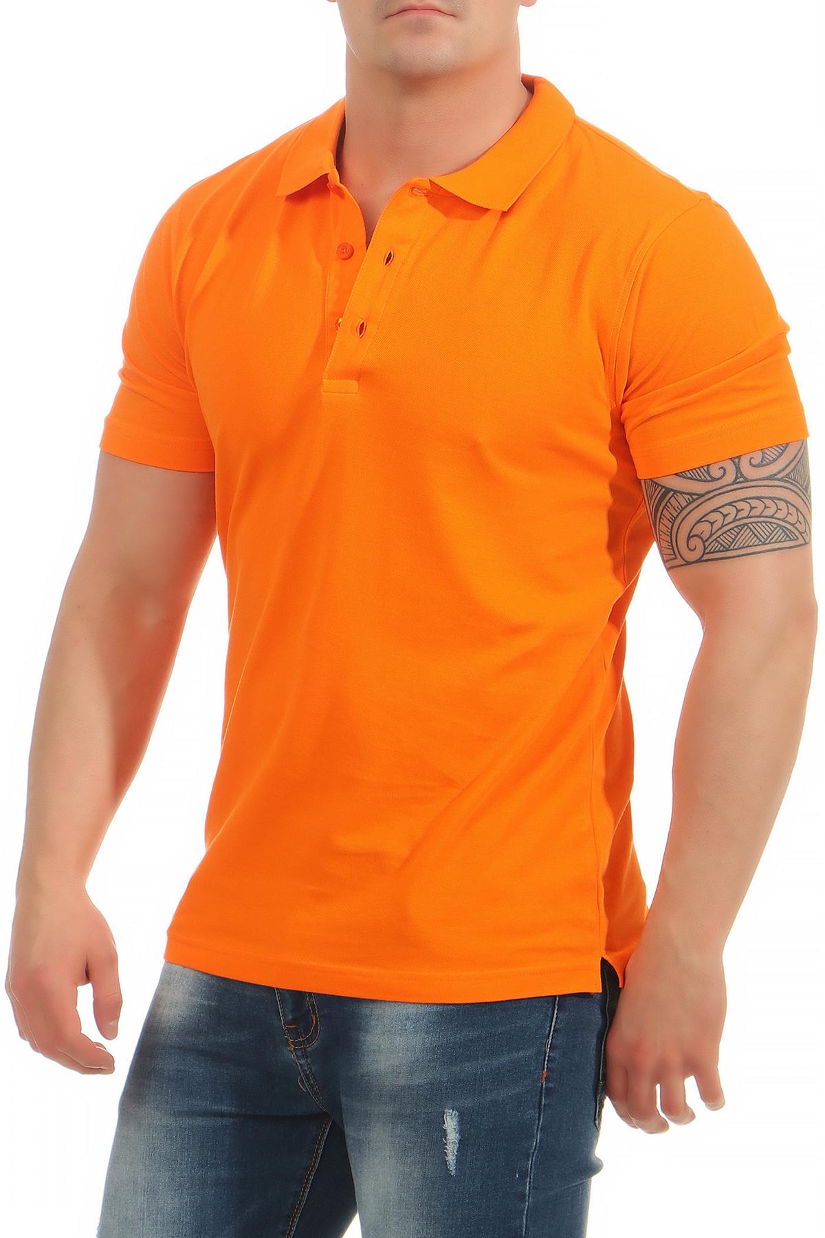 Poloshirt für Männer aus reiner Baumwolle in Orange