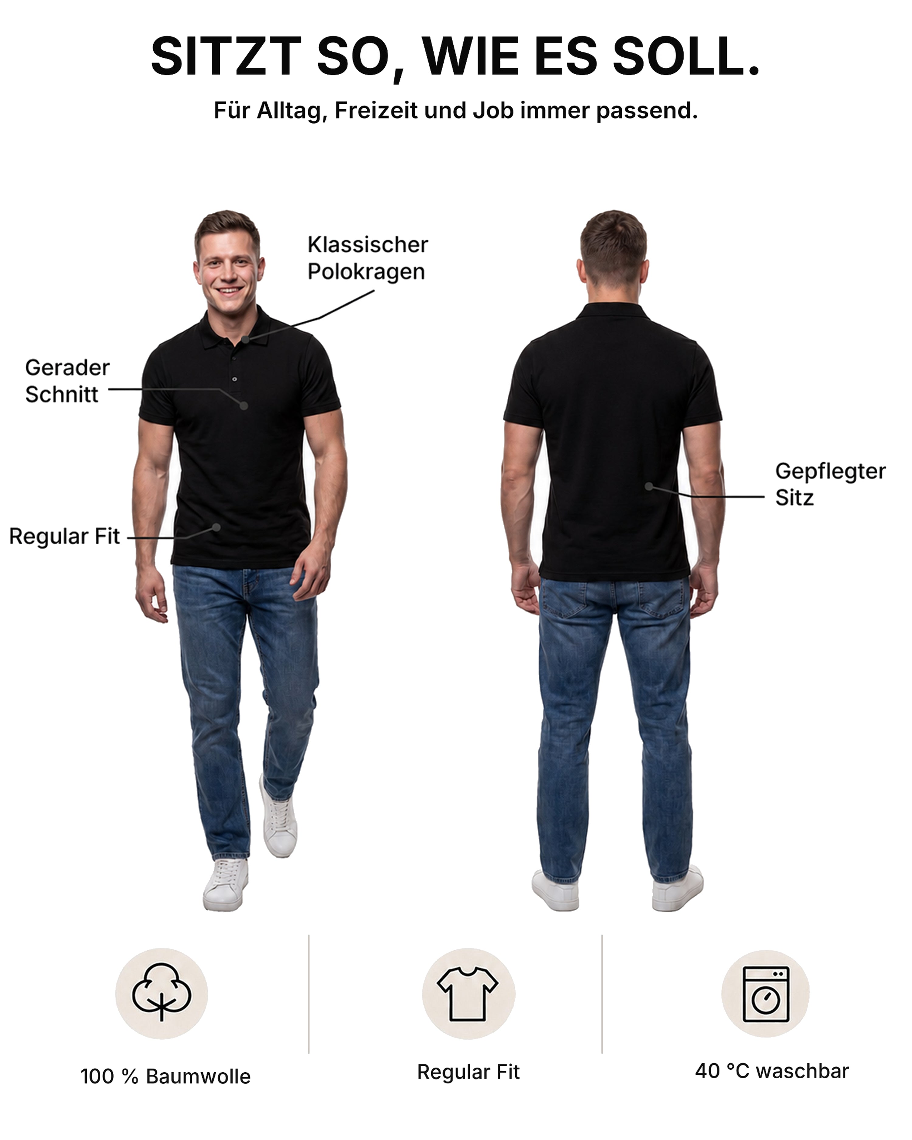 Herren Poloshirt aus 100% Baumwolle, Rome