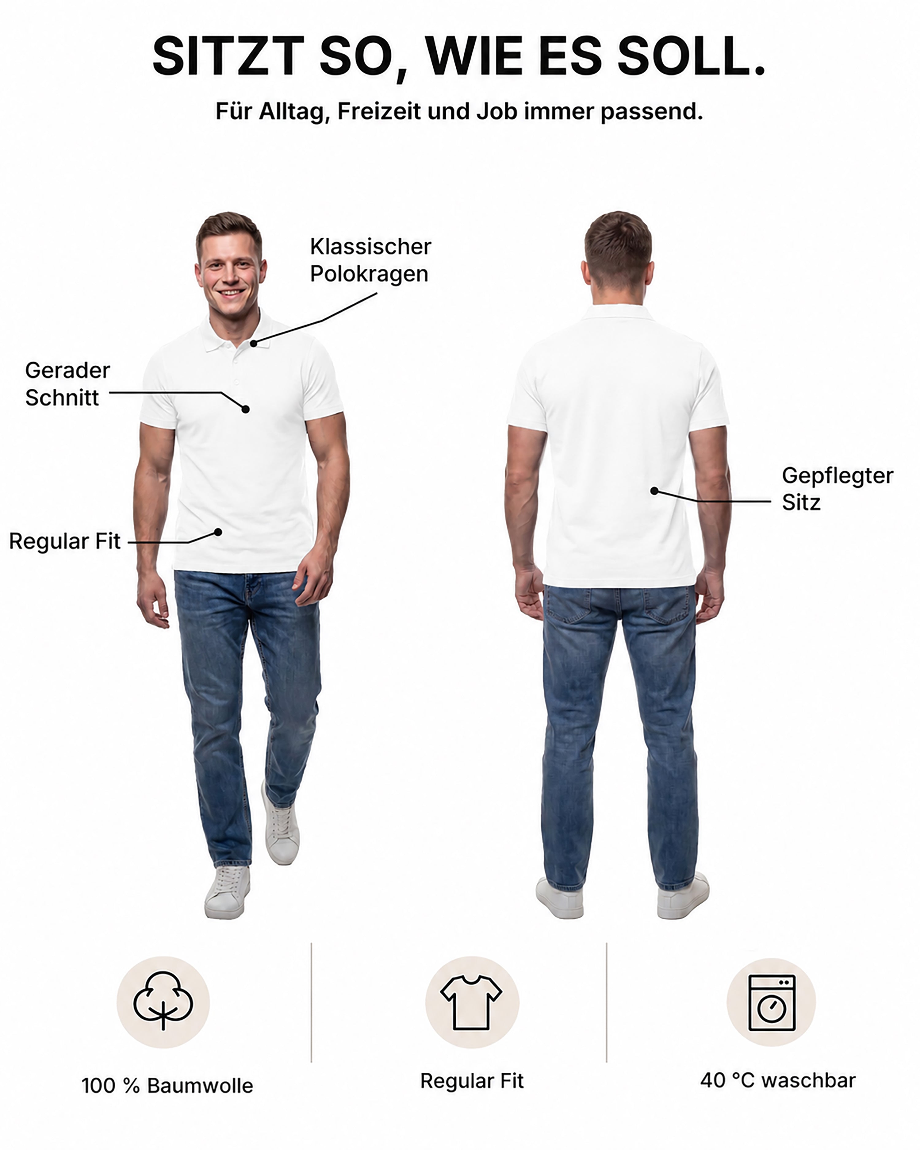 Herren Poloshirt aus 100% Baumwolle, Rome