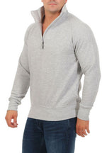 Herren Pullover mit viertel Reißverschluss robust Basic in Grau meliert