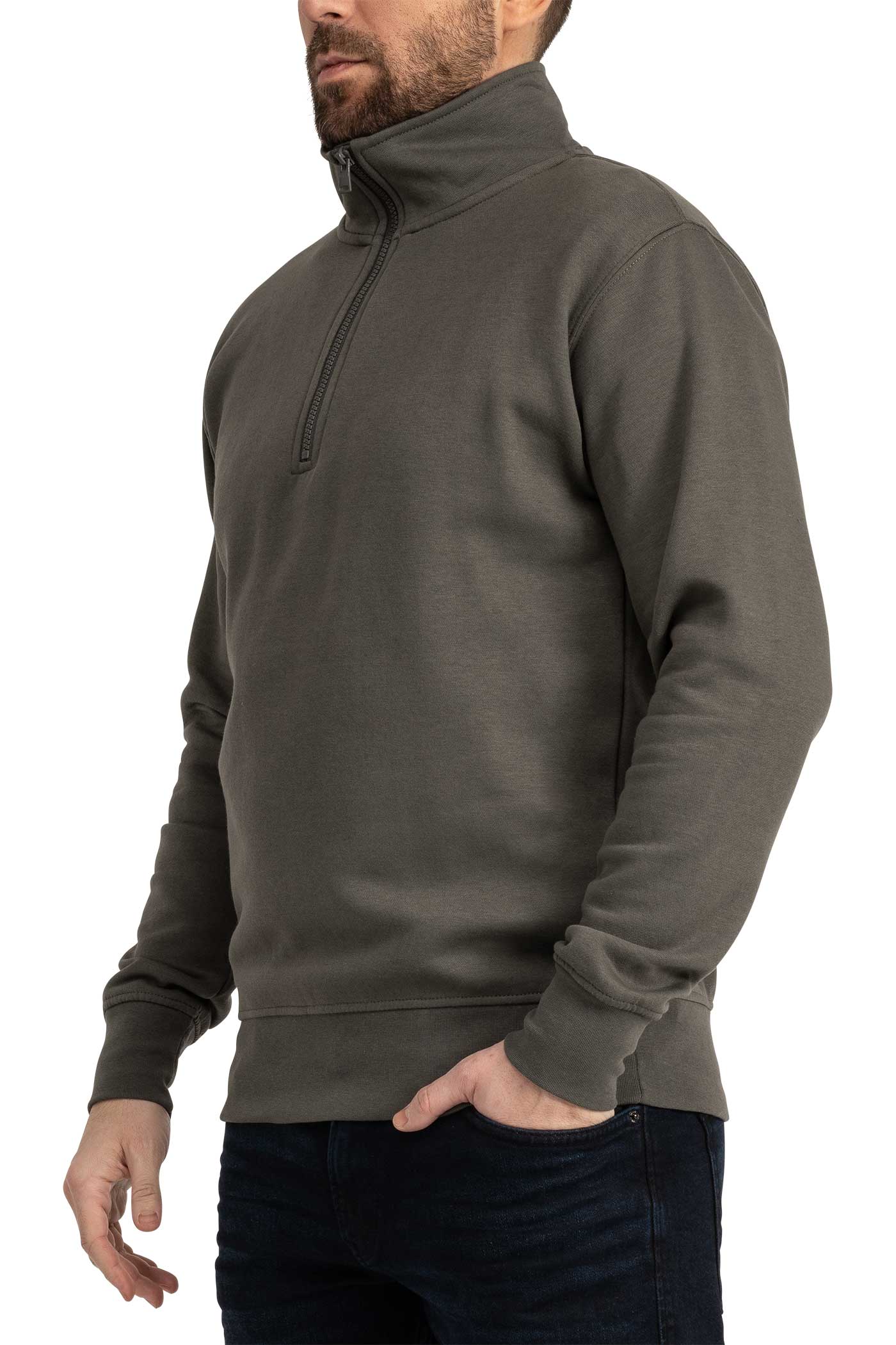 Herren Halfzip Pullover mit Stehkragen in Anthrazit