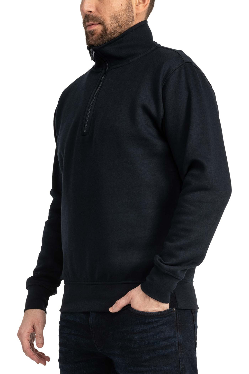 Herren Halfzip Pullover mit Stehkragen in Dunkelblau