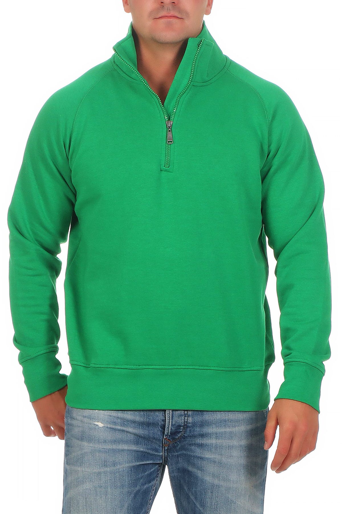 Herren Halfzip Pullover mit Stehkragen in Gelbgrün