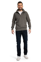 Herren Pullover mit halbem Reißverschluss in großen Größen in Anthrazit