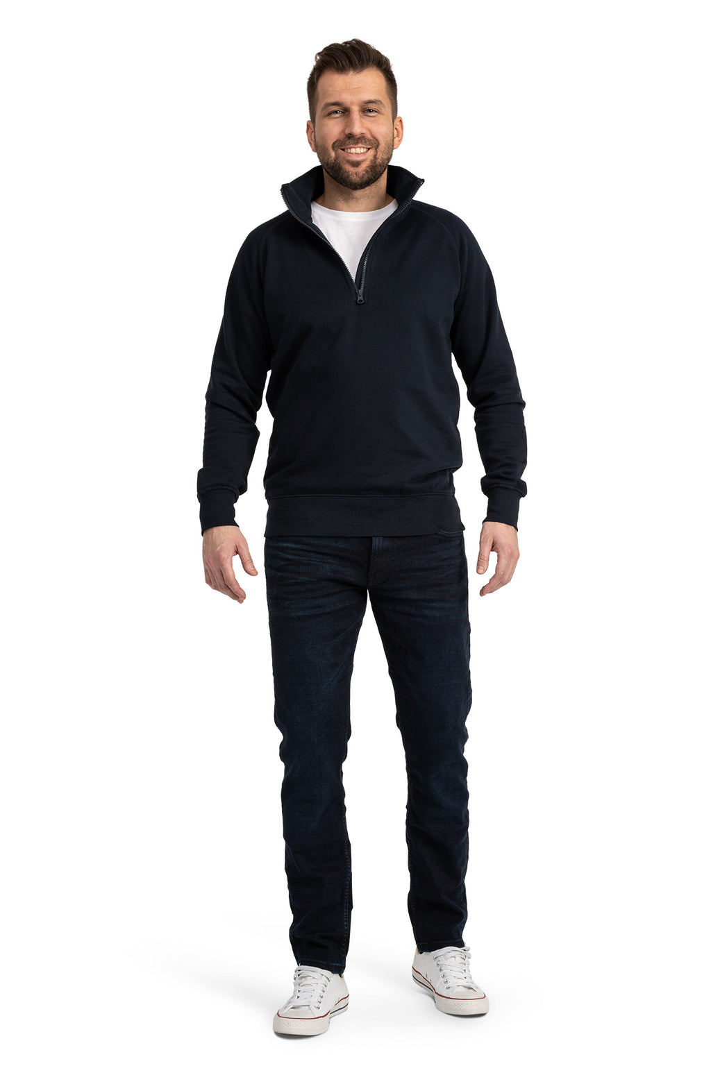 Herren Pullover mit halbem Reißverschluss in großen Größen in Dunkelblau